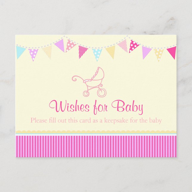 Voeux pour bébé - fille baby shower rose carte pos (Devant)