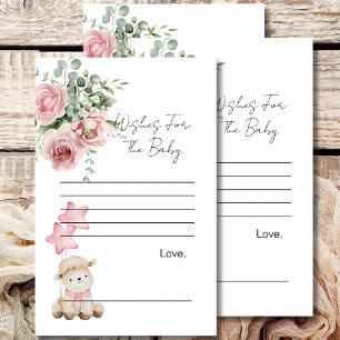 Voeux pour bébé gibier doux petit agneau rose fleu