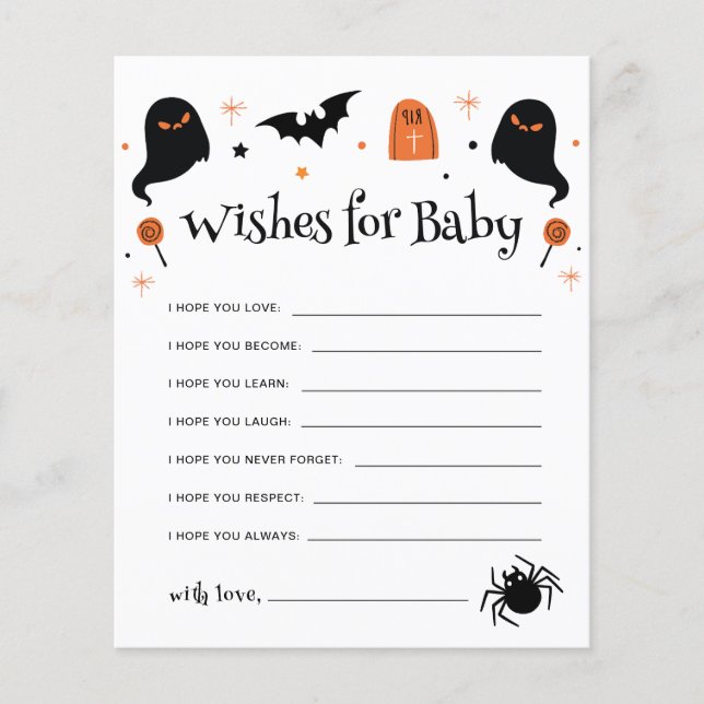 Vœux pour bébé Jeu de Baby Shower Halloween (Devant)