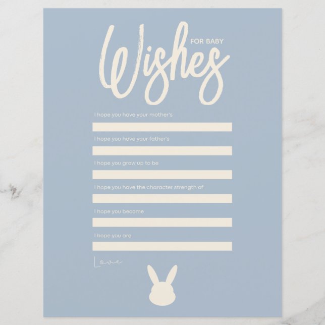Vœux pour bébé Jeu de lapin Baby shower  (Devant)