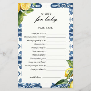 Voeux pour bébé Lemon Positano Baby shower Jeu