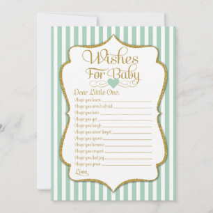 Voeux Pour Bébé Mint Green Baby shower Jeu