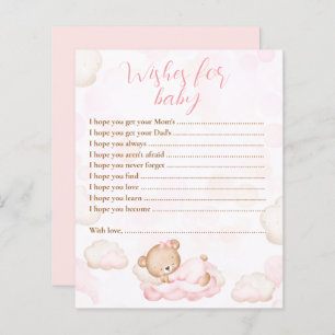 Voeux Pour Bébé Ours Rose Baby shower Jeu