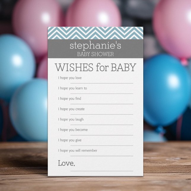 Voeux pour bébé - Pastel Blue Chevrons jeu de douc (Custom Baby Shower Games)