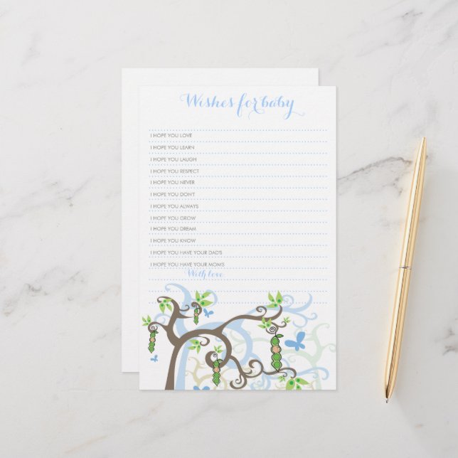 Voeux Pour Bébé Pois Garçon Dans Un Jeu Baby showe (Devant/Arrière en situation)