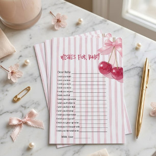 Vœux pour bébé Rose Ruban Rose Cerise Rouge Retro
