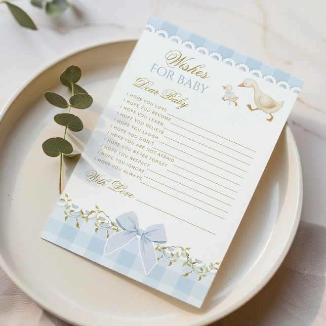 Vœux pour bébé Silly Goose Bleu Gingham Coquette (Créateur téléchargé)