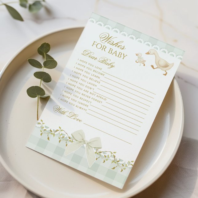 Vœux pour bébé Silly Goose Sage jeu de baby shower (Créateur téléchargé)