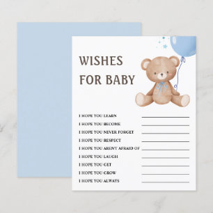 Voeux pour bébé Teddy Bear Boy Baby shower Jeu