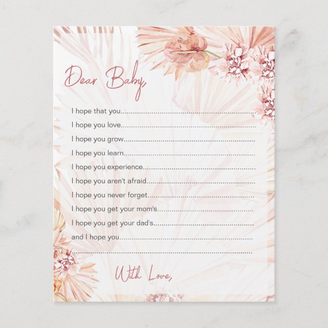 Voeux pour cartes bébé Boho Blush Douche Sprinking (Devant)