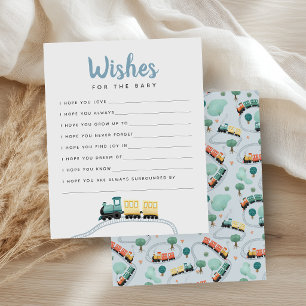 Vœux pour la Baby Shower Train Bleu pour Bébé