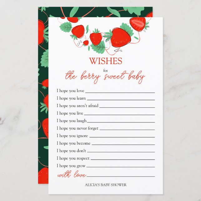 Voeux pour la Berry Sweet Baby Card (Devant / Derrière)