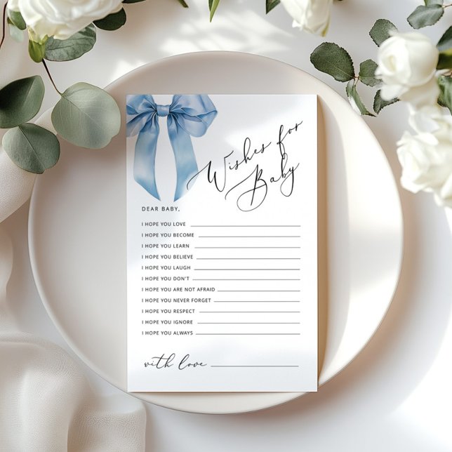 Voeux pour la carte Baby shower bébé Blue Bow (Créateur téléchargé)