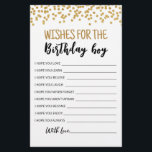 Voeux pour le jeu Anniversaire Jour d'anniversaire<br><div class="desc">Achetez cette carte et profitez de la haute qualité Voeux pour la carte garçon d'anniversaire pour votre événement! Confetti d'or.</div>