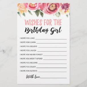 Vœux pour le jeu de fête d'anniversaire de la fill