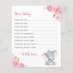 Voeux pour les cartes pour bébés Pink Girl Elephan