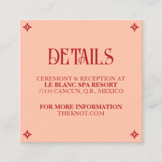 Vœux Vibrants : Carte de détails de mariage folklo