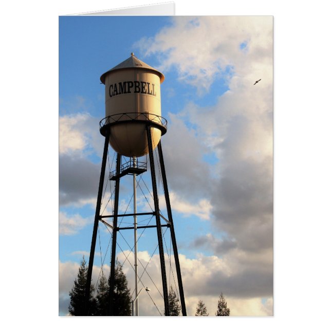 Voici Campbell CA, Campbell Water Tower Card (Devant)