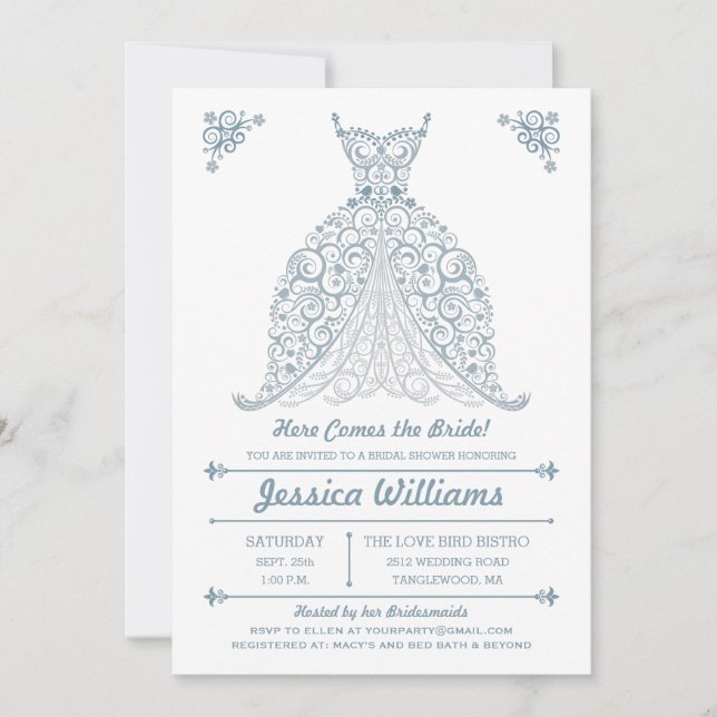 Voici la mariée ! Invitation à une fête de mariage (Devant)
