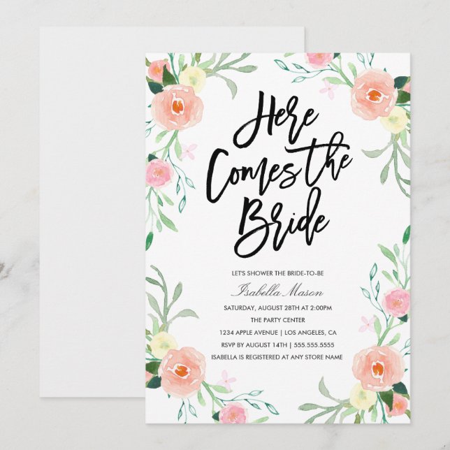 Voici La Mariée | Invitation de douche nuptiale (Devant / Derrière)