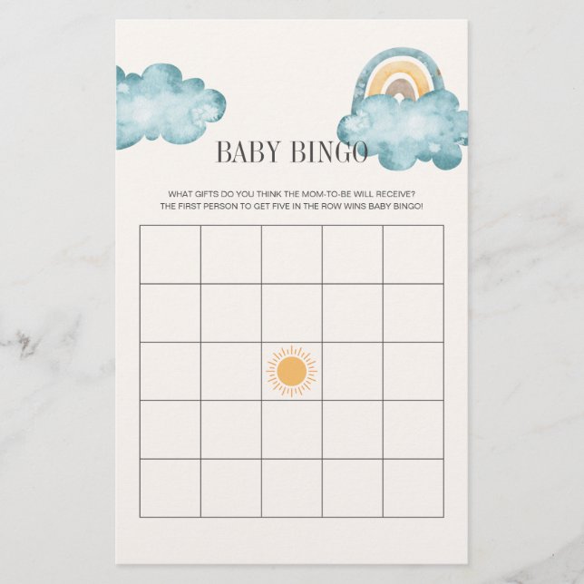 Voici Le Baby shower Fils Jeu De Bingo (Devant)