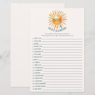 Voici le Baby shower Fils Word Scramble Jeu