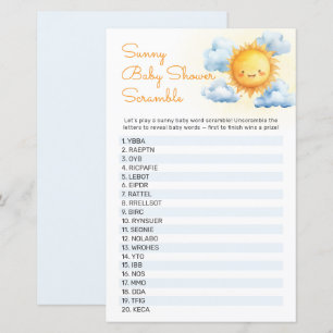 Voici le jeu de Baby Shower "Here Comes the Sun"
