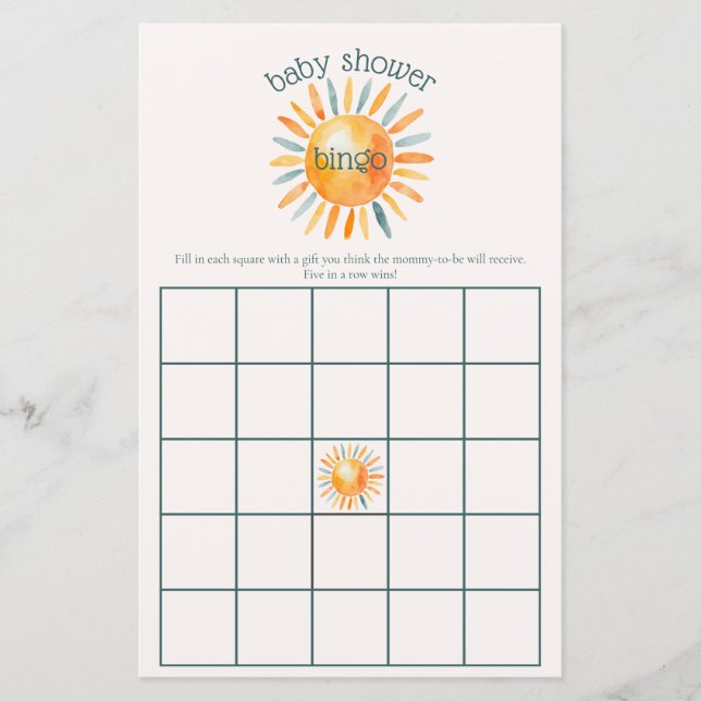 Voici le Jeu de Bingo Fils Bébé garçon Douche Bing (Devant)