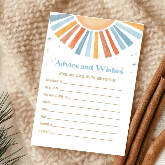 Voici le Jeu Son BébéDouche Conseils & Voeux (Boho Sunshine Baby Shower Advice and Wishes Game )