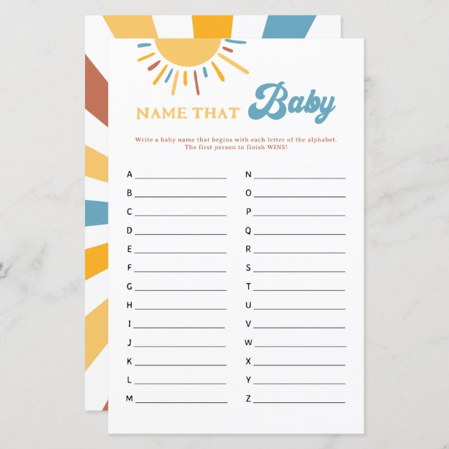 Voici Le Nom Du Fils Que Bébé Jeu (Devant / Derrière)