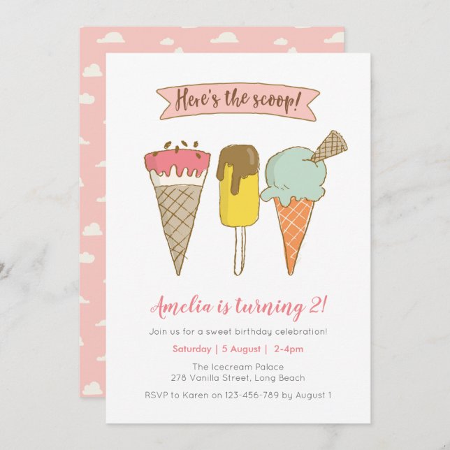 Voici le scoop Invitation d'anniversaire de glace (Devant / Derrière)