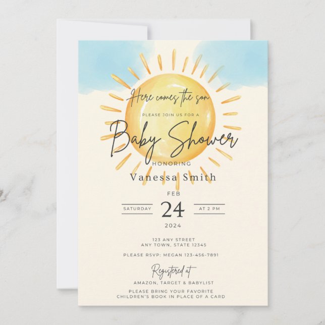 Voici le Soleil - Invitation Baby shower (Devant)