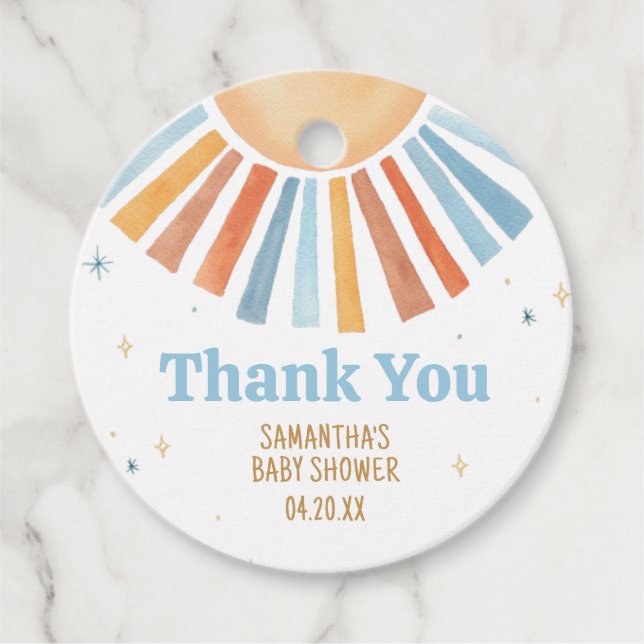 Voici les étiquettes Son Baby shower Round Favor (Devant)