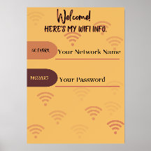 Voici mon WiFi (orange) Bois Block, Matte Print