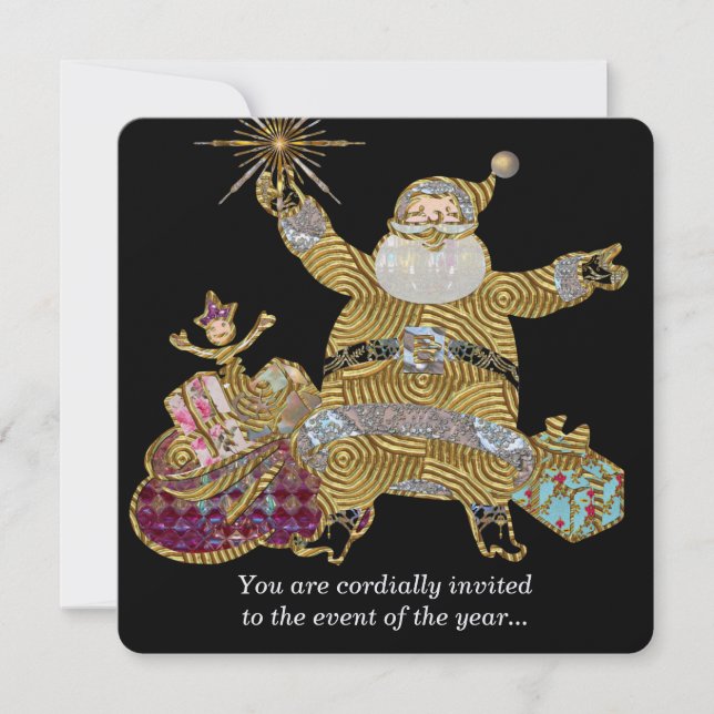 Voici Père Noël Élégant Invitation de Noël (Devant)