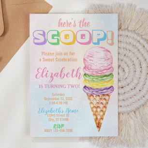 Voici The Scoop Ice Cream Birthday Invitation