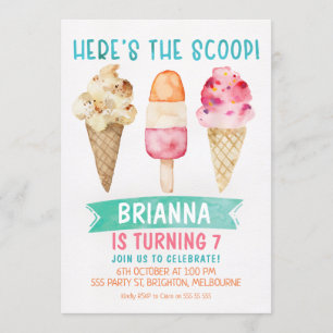 Voici The Scoop Ice-cream Invitation d'anniversair