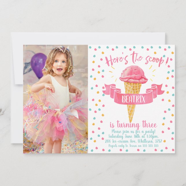 Voici The Scoop Photo Birthday Invitation (Devant)