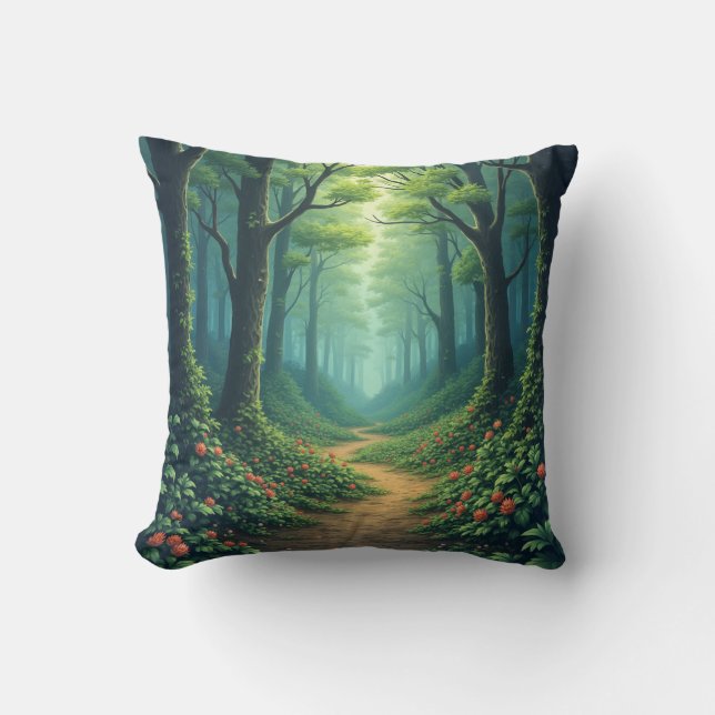 Voici un coussin avec une photo d'un arbre dans (Recto)