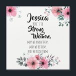 Voici une citation de femmes fortes Aquarelle Flor<br><div class="desc">La citation inspirante 'Here's to Strong Woman' enfermée dans une belle aquarelle rose et gris design floral. Envoyez un peu d'amour à n'importe quelle femme/fille de votre vie. Célébrez la Journée internationale de la femme ! Beau cadeau mariage, cadeau d'anniversaire, cadeau d'anniversaire, cadeau de servante, cadeau de petite amie. Personnalisez...</div>