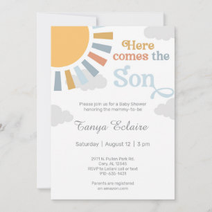 Voici venir le Fils garçon bébé douche invitation
