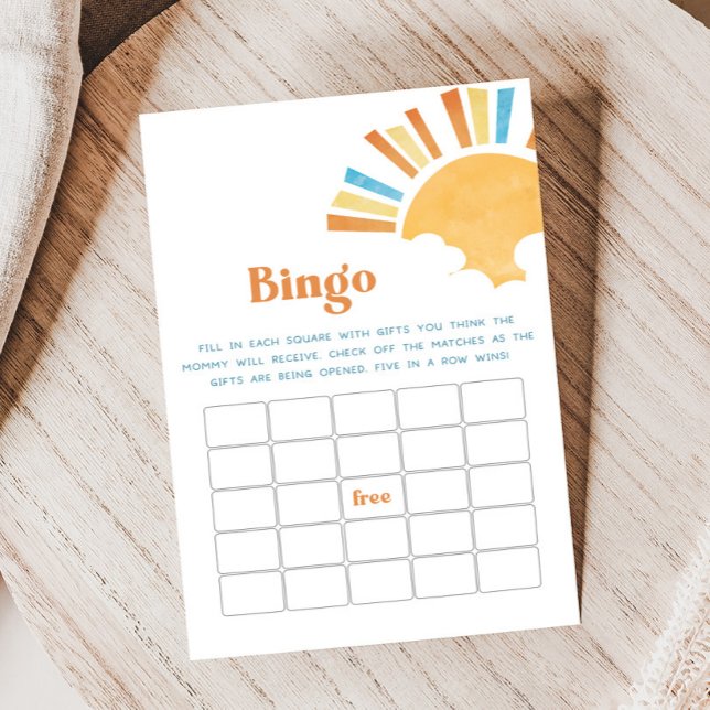 Voici venir le fils Jeu de Bingo Baby Shower (Here Comes the Sun Baby Shower Game)