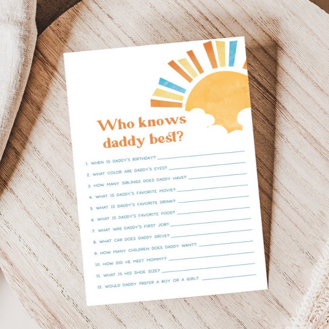 Voici venir le fils Jeu de douche Qui connaît le m (Here Comes the Sun Baby Shower Game)