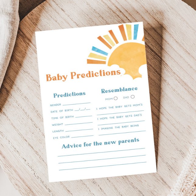 Voici venir le fils Jeu de prédictions pour la Bab (Here Comes the Sun Baby Shower Game)