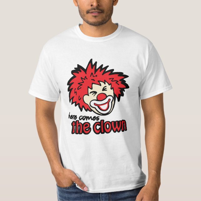 Voici venir le T-shirt rouge de cheveux de clown (Devant)