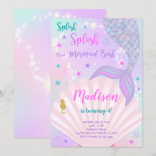Voie de sirène Turquoise et violette Invitation d'