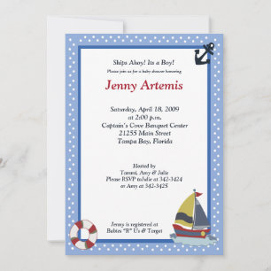 Voile Away Ocean Blue 5x7 Baby shower Invitation