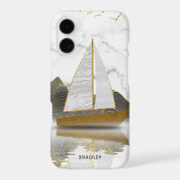 Voile de yacht moderne et élégant Marbre doré Nom