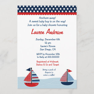 Voile en bateau à voile Invitations de douches pou