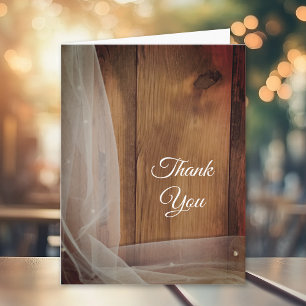 Voile nuptiale et Barn Wood Pays Merci Note